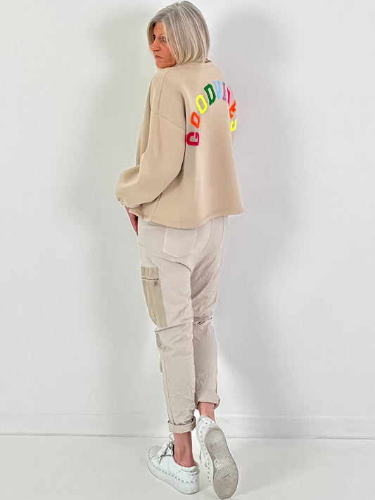 Sweatshirt Modell "Good Vibes" - beige