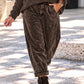 Soft balloon corduroy trousers with belt - stone-washed mocha