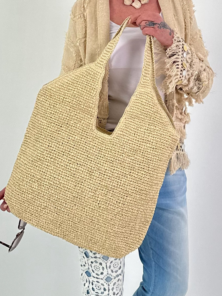 Basttasche - beige