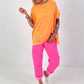 Shirt mit Nieten und Cut-Outs - neonorange