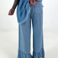 Ruffle Hem Jeans - Light Blue