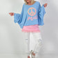 Oversized Shirt Peace - hellblau