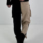 Suede-look trousers, model "Dual Harmony" - black-beige