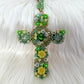 Kette mit Kreuz Anhänger - grün-mehrfarbig