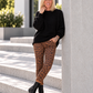 Oversized Pullover mit Grobstrickärmeln - schwarz