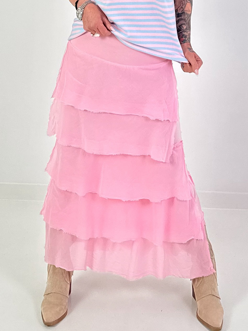 Long ruffled skirt - pink