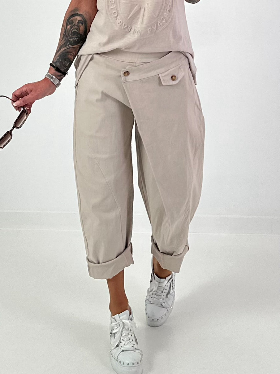 Balloon trousers with overlay - beige