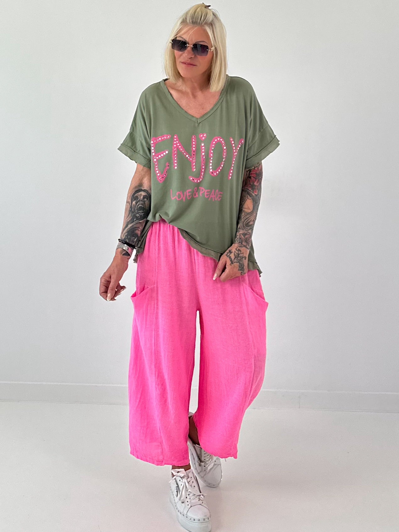 T-Shirt Smile - neon pink