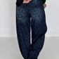 Jeans-Pumphose im Allover-Leoprint mit Gürtel - dark-denim
