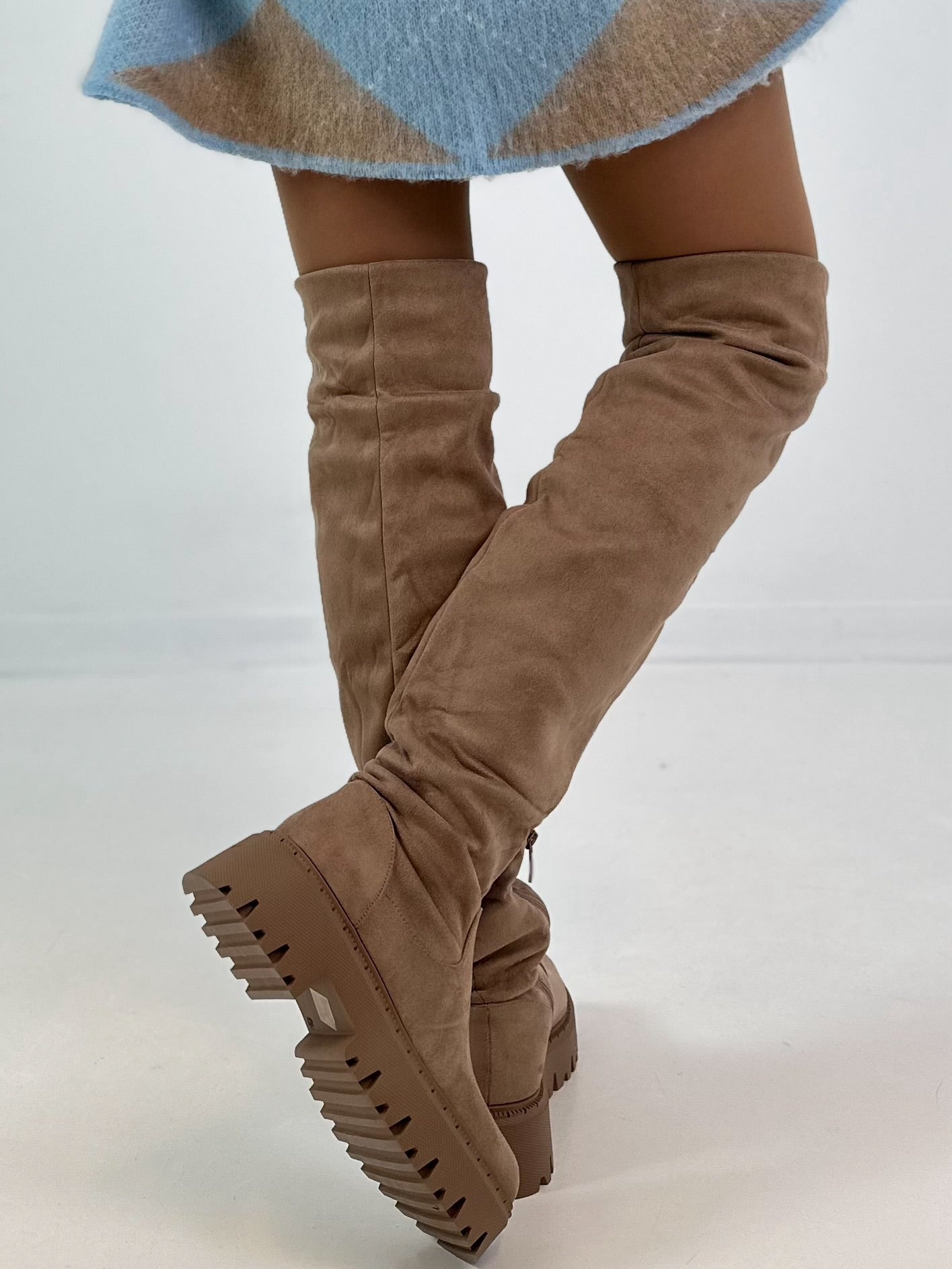 Over-the-knee boots, model "Wild High" - beige