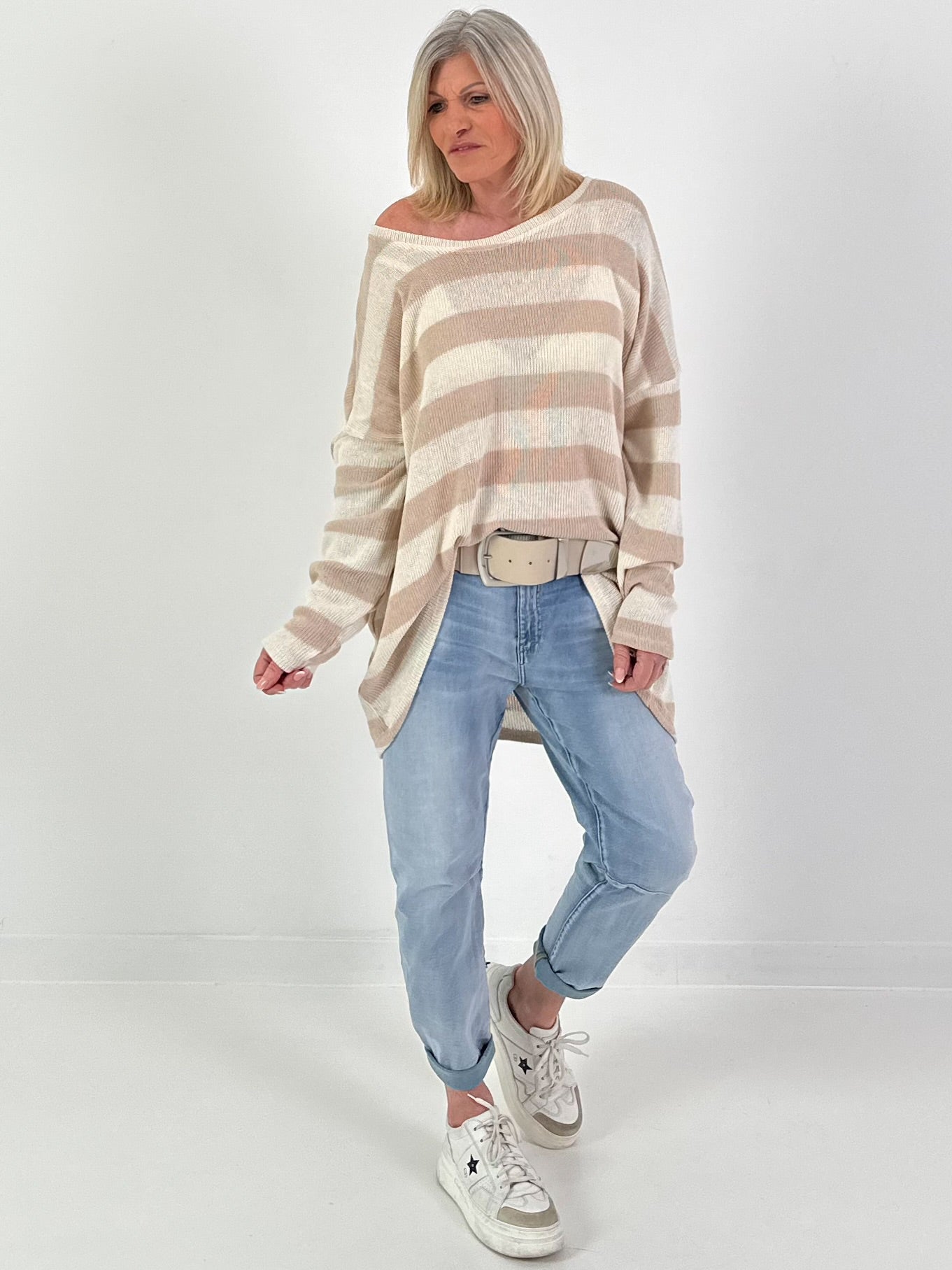 Pulli mit Streifen - beige-taupe