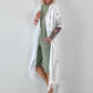 Sweatshirt Mantel mit floralem Netzeinsatz und Cut outs - weiss