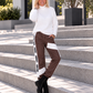 Hose im Materialmix City Statement - mokka