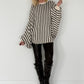 Pullover in Streifen-Look mit Fledermausärmeln   - ecru-chocolate