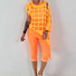 Capri Hose mit Bindeband - neonorange