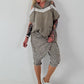 Leinen Shirt mit Pailletten und Cold Shoulder - taupe