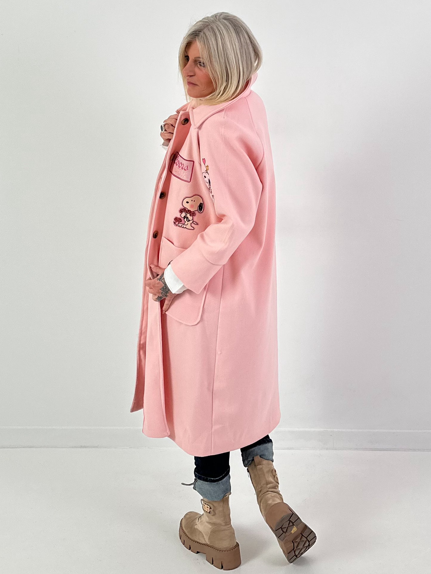 Mantel mit Schal Modell "Vintage Whimsy" - rosa