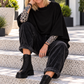 Sweater with turned-up sleeves - black