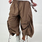 Balloon trousers with gathering seams - chocolate