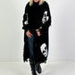 Oversized Strickmantel mit Kapuze Modell "Skull" - schwarz-weiss ( lieferbar ab ca. 13.12.25)