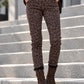 Hose im Allover Leo-Wildleder-Look - mokka-mehrfarbig