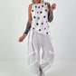 Ballon Leinen Hose mit Fransen Details - weiss
