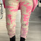 Jeans model "Pink Noise" - gray-neon pink