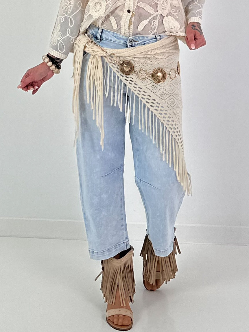 Jeans with soft crochet bolero - denim