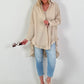 Oversized blouse met ruches – beige