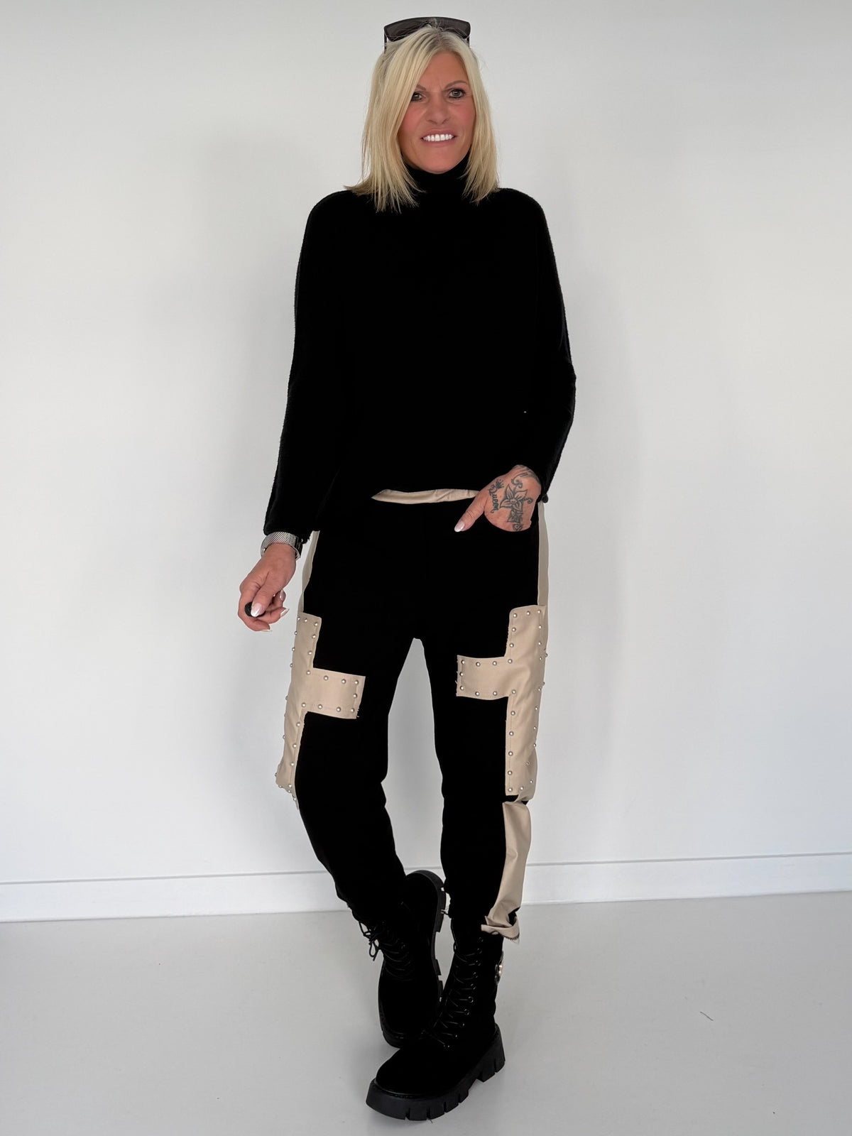 Basic Rollkragenpullover - schwarz