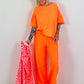 XL Musselin Tuch mit Leo Muster - weiss-neonorange-neonpink