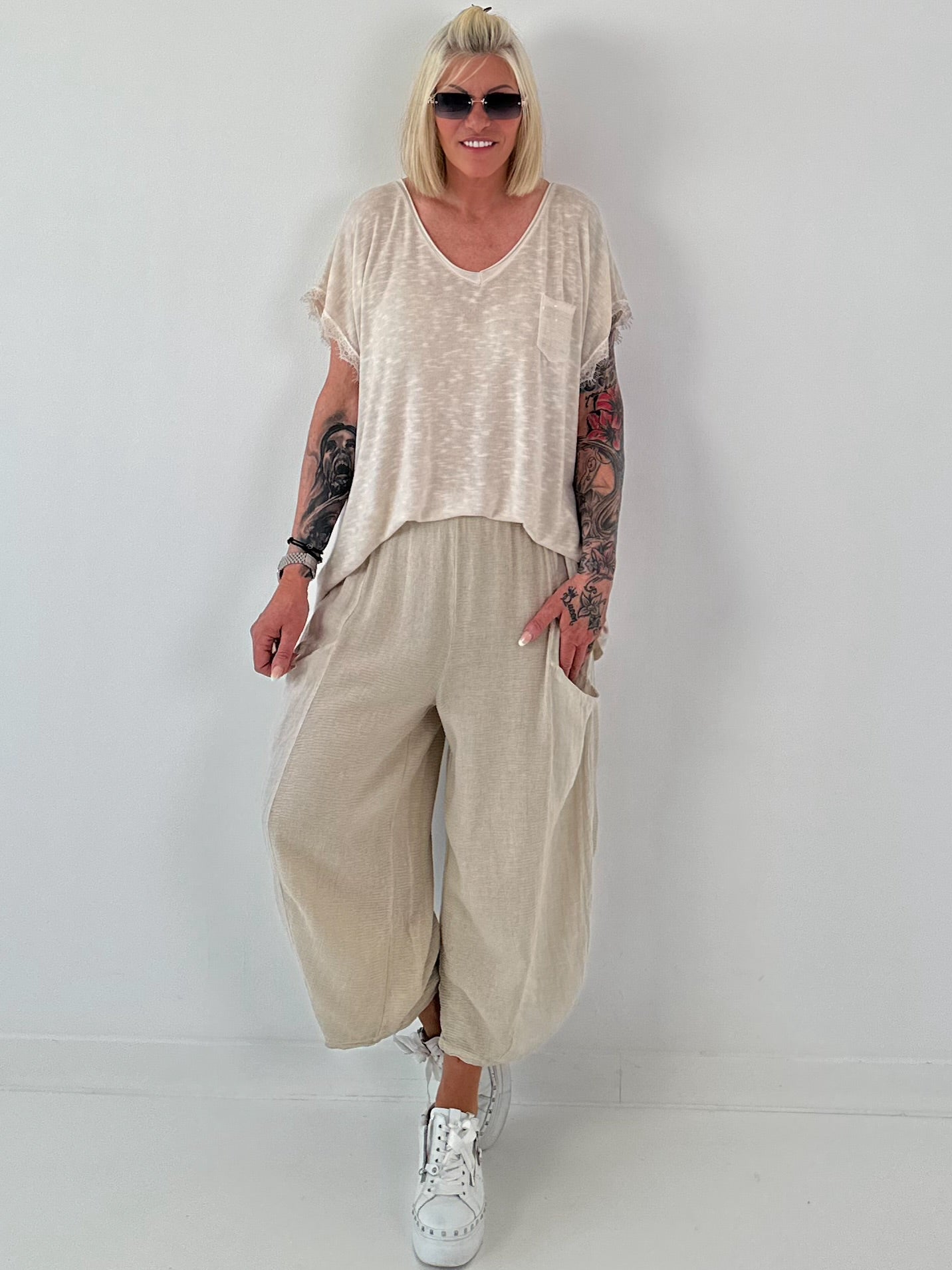 Fine knit shirt Mouse - beige