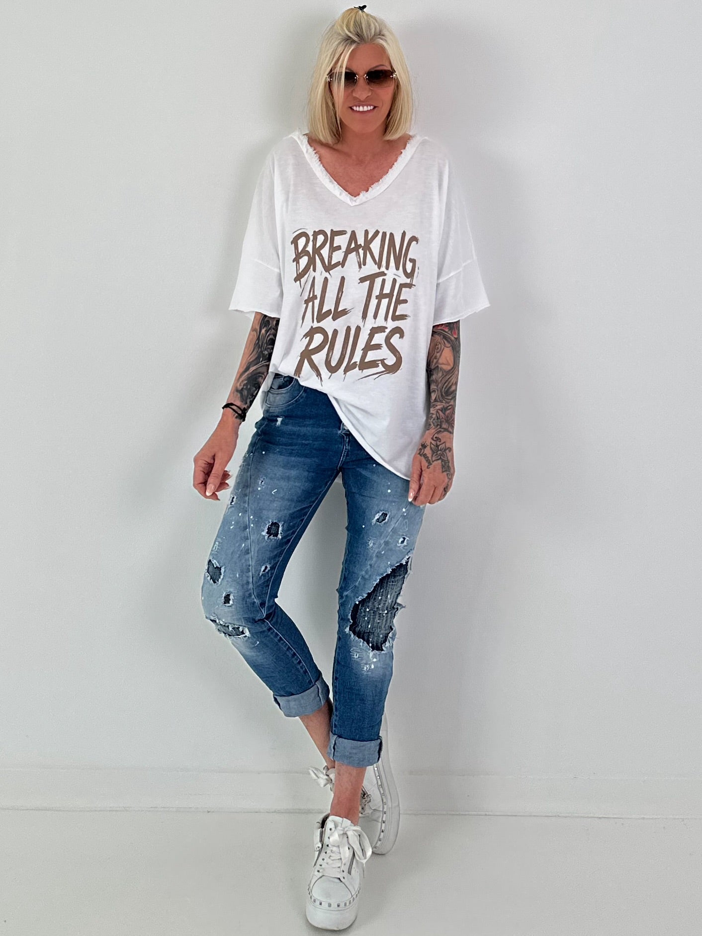Oversized Shirt Breaking Rules - white