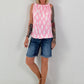 Halter-Neck Top with Allover Pattern - white-pink