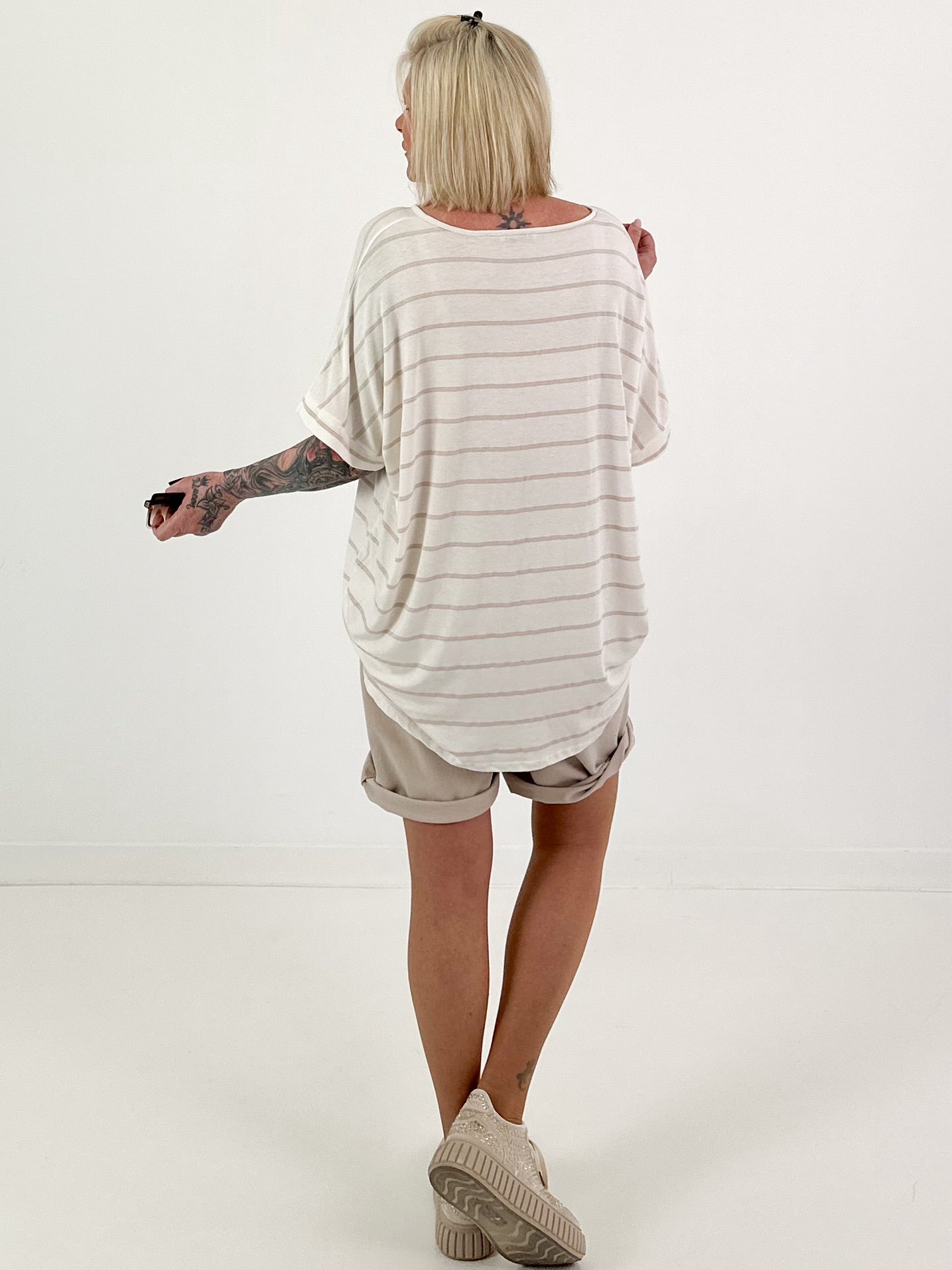 T-Shirt mit Streifen Sunset - ecru-beige