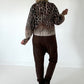 Blouse jacket with print - leo-beige