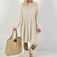 Strickkleid mit Fransen - beige