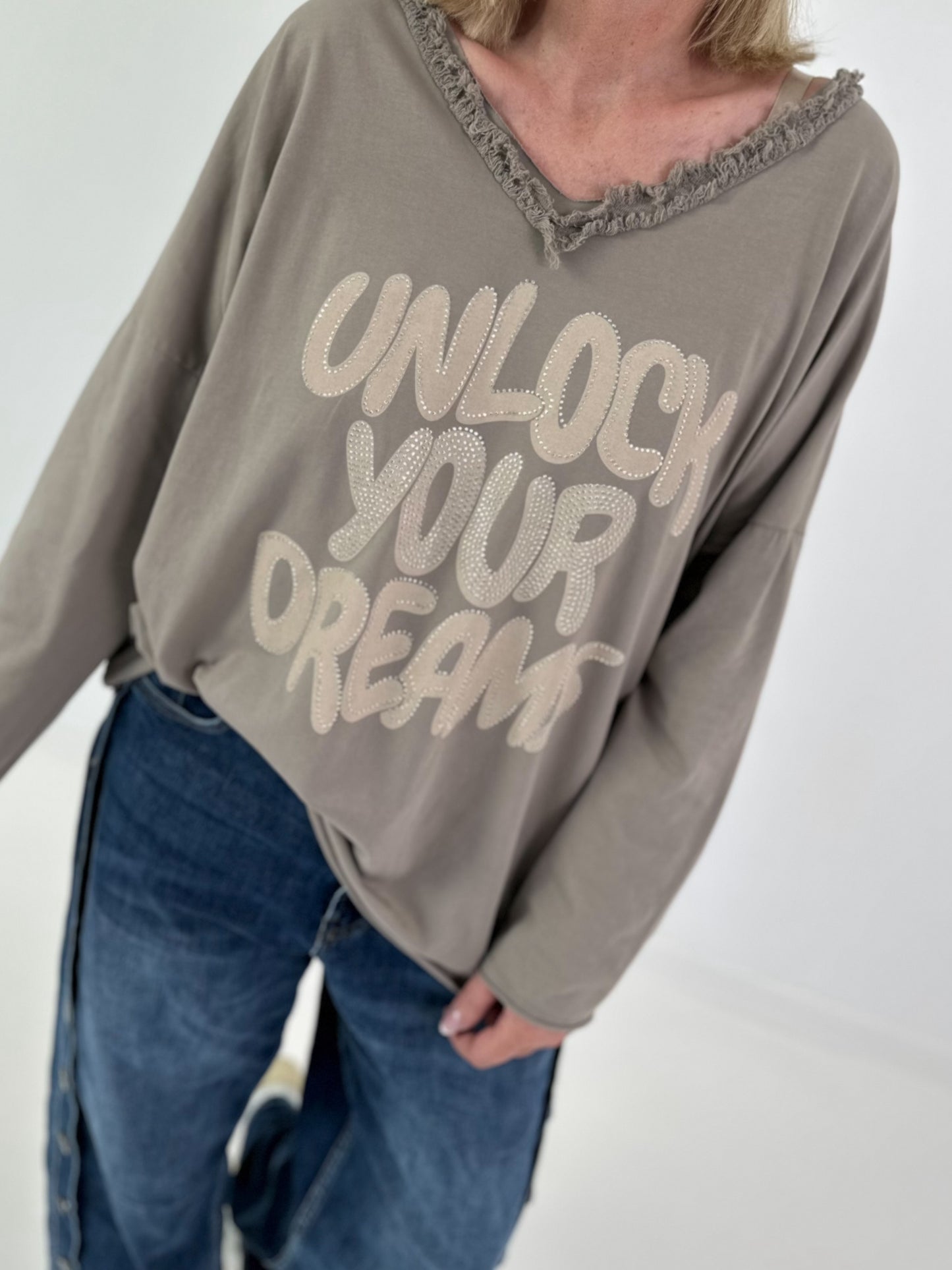 Oversized Shirt Unlock Your Dreams - Taupe