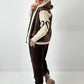 Lamb nappa imitation jacket with knitted sleeves model "Jana" - mocha