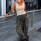 Ribbed top with frayed edges - beige