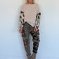 Grobstrickpullover mit Sweatärmeln Skull - beige