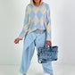 Sweater im Rautenmuster - beige-hellblau
