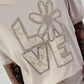T-Shirt Love mit Strasssteinen - beige
