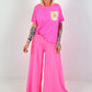 Sweat Palazzo Pants - neon pink