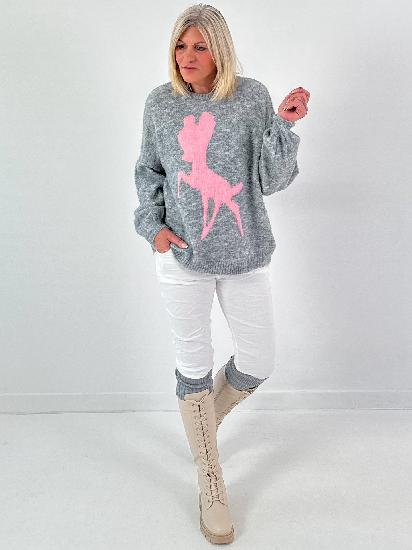 Sweater model "Nala" - gray-pink