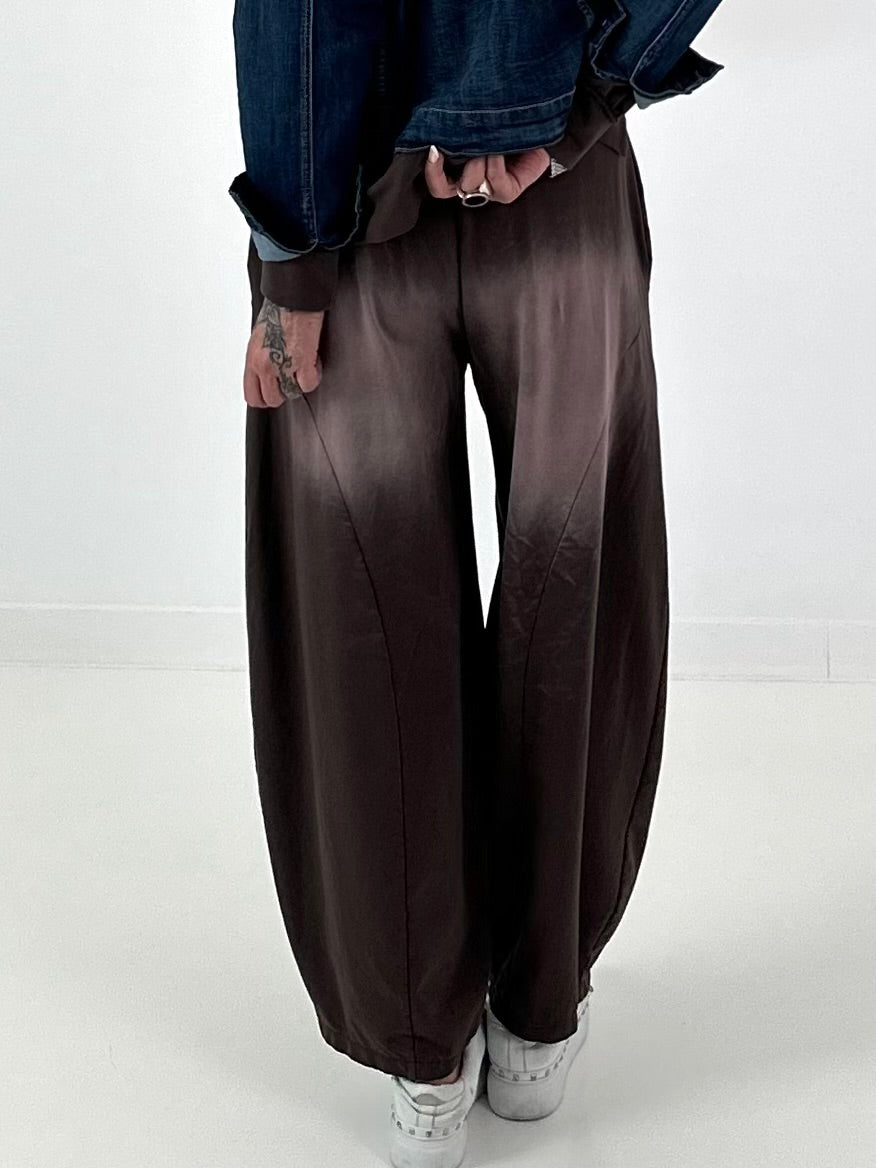 Lässige Sweat Ballonhose im Used-Look - mokka