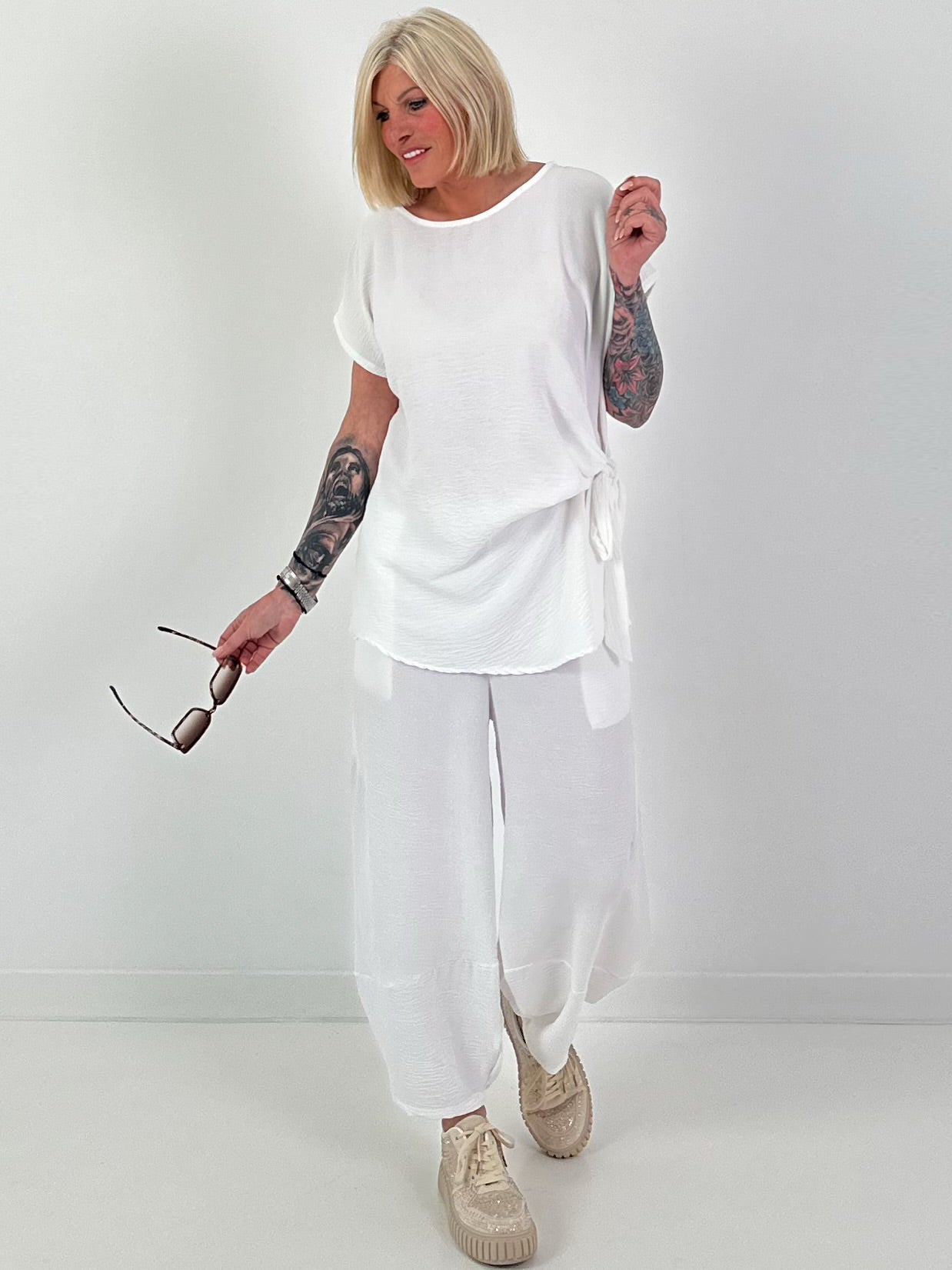 Lightweight Balloon Trousers - white