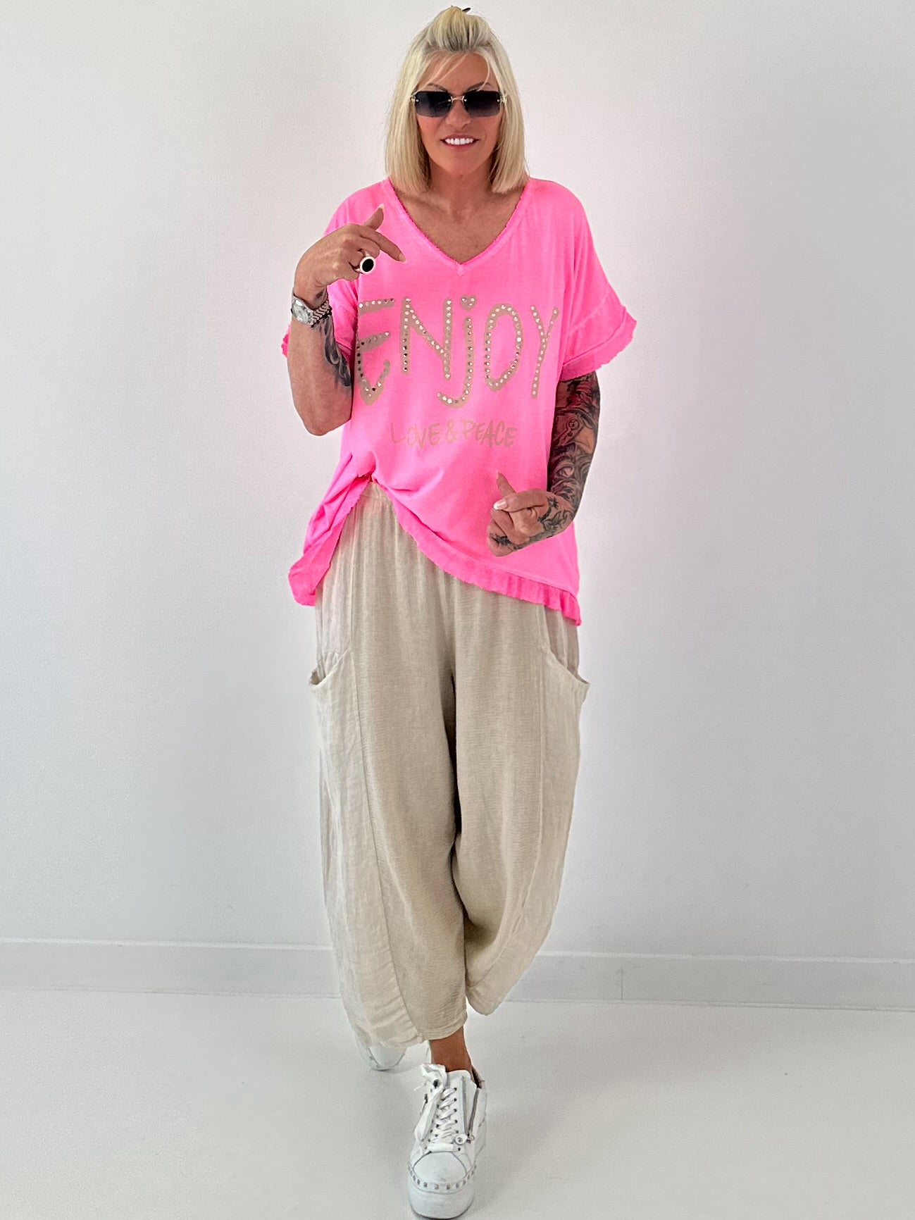T-Shirt Smile - neon pink