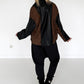 Jacke in Lederoptik mit Cut-Out Muster - schwarz-camel