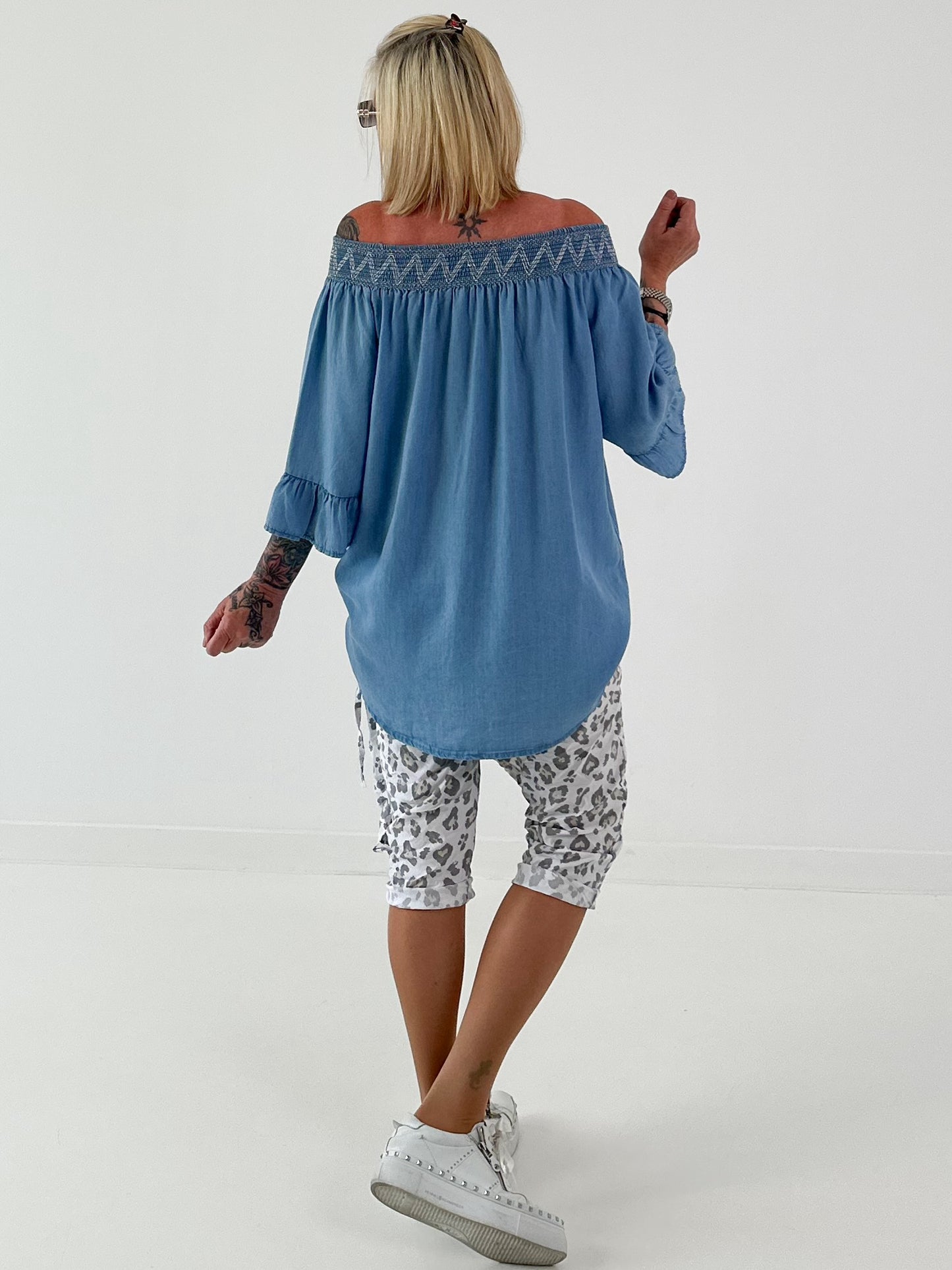Leichte Jeans Carmen Tunika - denim hellblau